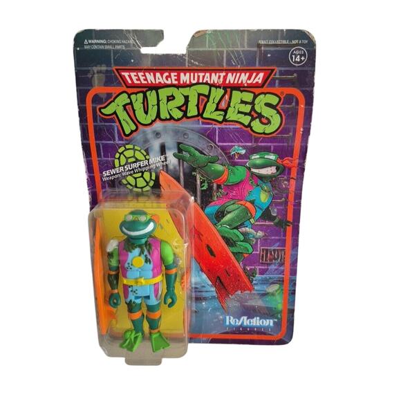 TMNT Sewer Surfer Mike Wave 3 Super 7 Michaelangelo Reaction Action Figure - Picture 1 of 15